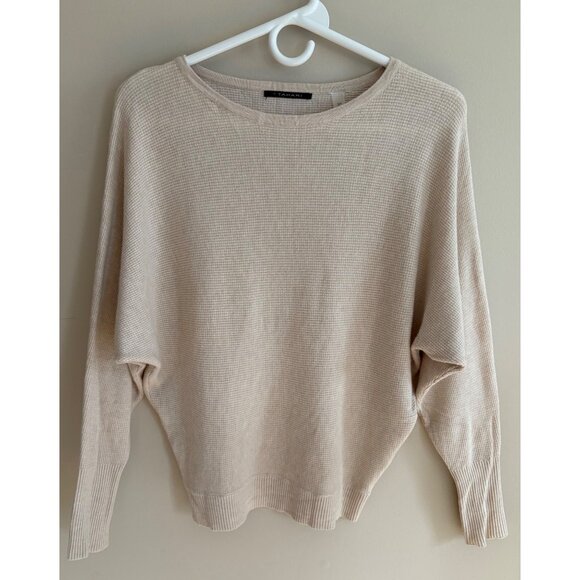 Tahari Batwing Sleeve Waffle Knit Lightweight Cozy Sweater in Beige Small - Picture 2 of 12